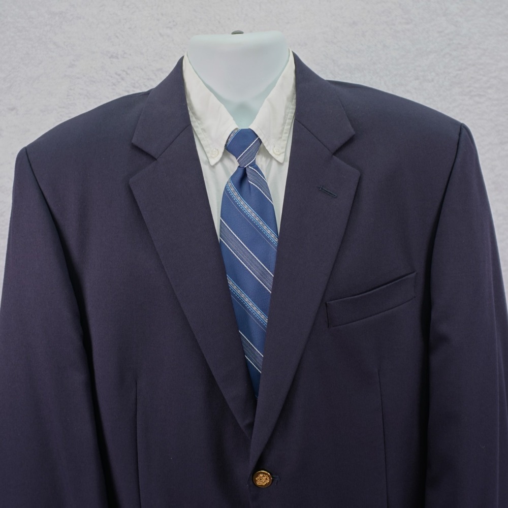 Joseph &‎ Feiss International Worsted Wool Gold Button Blazer Blue 44R